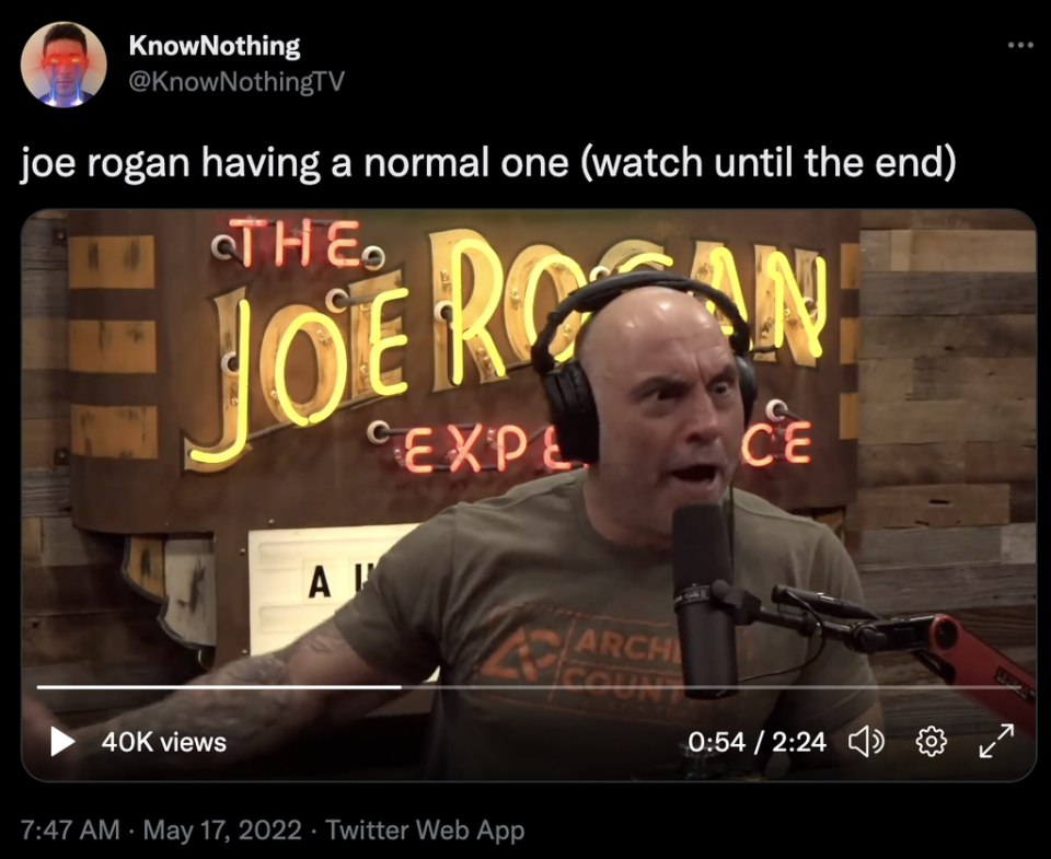 Joe Rogan is being mocked on Twitter after realising he’d shared a fake news story on his podcast (Spotify)