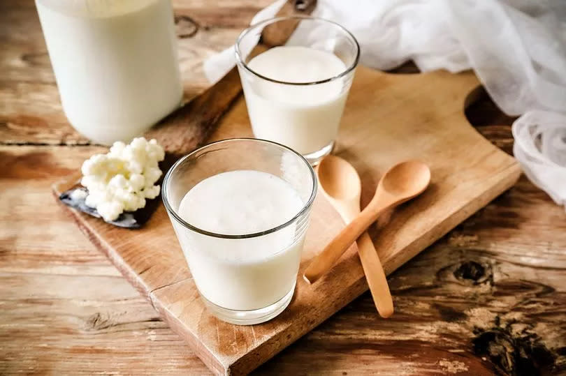 Kefir is a fermented milk drink similar to thin yogurt