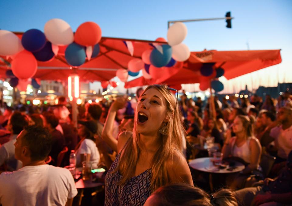 <p>France’s supporters celebrate after victory in Marseille on July 10, 2018, in the Russia 2018 World Cup semi-final football match between France and Belgium in Saint Petersburg. (Photo by Anne-Christine POUJOULAT / AFP) </p>