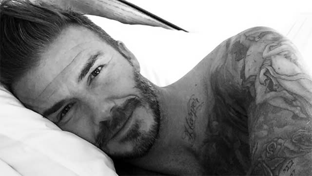We'll never know how David Beckham's first Instagram post didn't break the Internet. The heavily tattooed hunk joined the social network on Saturday, May 2, to celebrate his 40th birthday. He didn't bother to get out of bed or put a shirt on -- but we're not complaining. We guess Beckham got over his Super Bowl ad embarrassment! As he should -- forty looks pretty, pretty good on him. Beckham is an avid Facebook user, so it's no surprise that he's already taken quickly to Instagram. He put up six posts in 12 hours, and his bedroom debut has already racked up over 500,000 views. <strong> PHOTOS: Beckham’s Top 10 Shirtless Soccer Moments </strong> The father of four will have a little help figuring out Instagram from his wife Victoria Beckham and oldest boy Brooklyn Beckham, a.k.a the "boss of the family." Mom and son have 4.3 million and 2.2 million followers, respectively. Not too shabby! Now we just have to wait for his adorable little girl Harper's social media debut. Fingers crossed for a few cute father-daughter snaps on Dad's Insta until then! <strong> NEWS: David Beckham Insta-Bombs Son Brooklyn's Big Announcement </strong> His Soccer Highness had a bit of an upstaging today by a real royal, however -- Beckham now shares his May 2nd birthday with Prince William and Kate Middleton's newborn baby girl. If Beckham's new Instagram feed isn't enough for you, watch the video below for more David-in-his-undies goodness.
