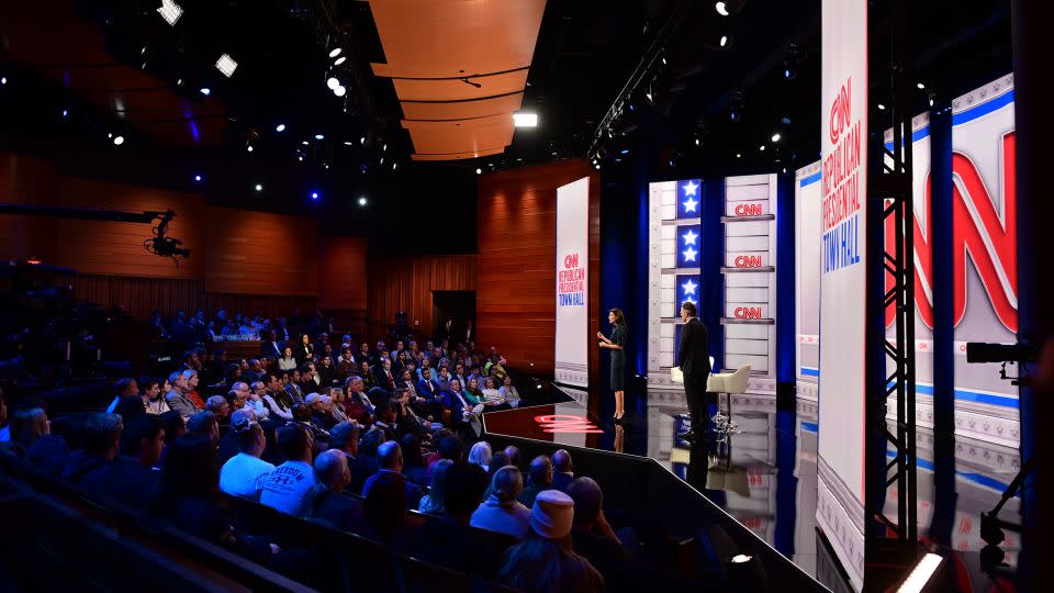 Haley participates in a CNN town hall at New England College in Henniker, New Hampshire, Thursday. - Will Lanzoni/CNN