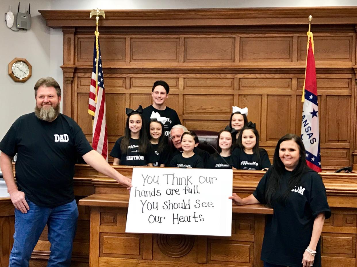 Just in time for Christmas, seven siblings are adopted by their foster parents, Terri and Michael Hawthorn. (Photo: Michael Hawthorn)