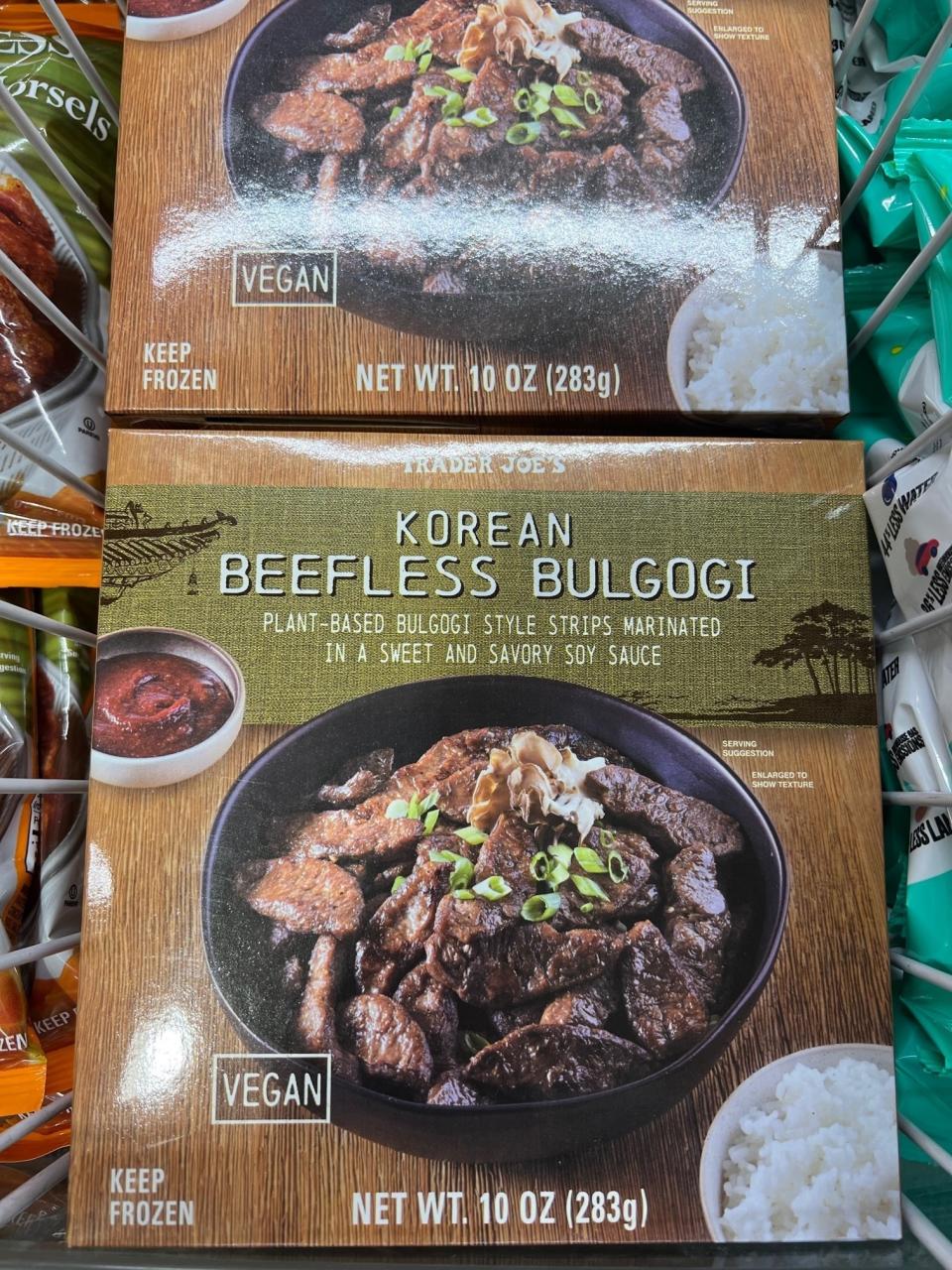 This meatless, Korean-inspired barbecue beef is an exciting new addition for vegans, vegetarians, or anyone just trying to cut back on meat and try something new. Try serving it over rice or Trader Joe's japchae noodles. 