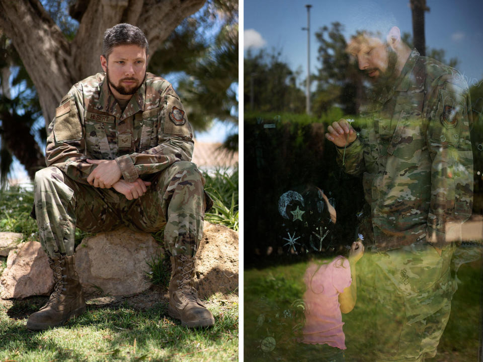 Larry Hebert, an active duty U.S. service member photographed where he lives with his family in Rota, southern Spain on Thursday. (Laura León for NBC News)