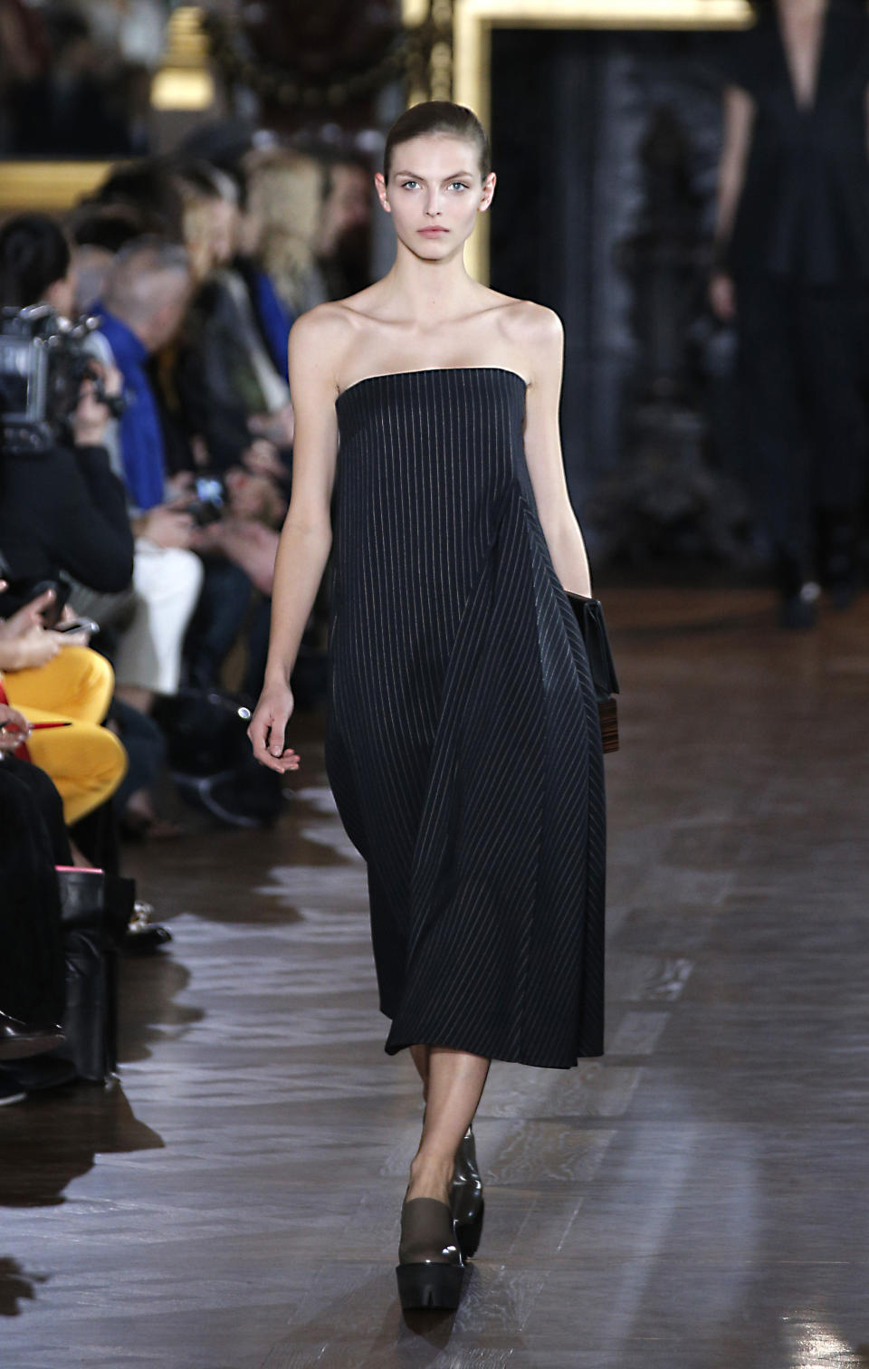 A model wears a creation by fashion designer Stella McCartney for her Fall/Winter 2013-2014 ready to wear collection, in Paris, Monday, March, 4, 2013. (AP Photo/Christophe Ena)