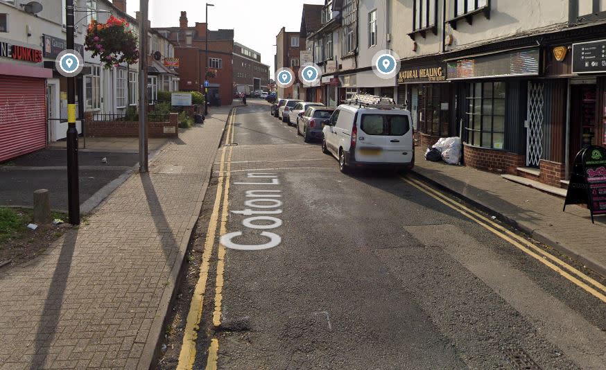 The victim, 28, was struck in Coton Lane, Erdington, Birmingham (google maps)