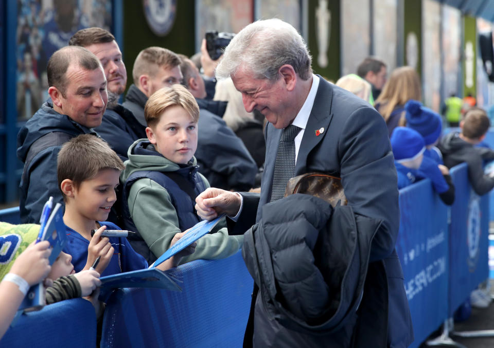 Former England manager and Palace boss Roy Hodgson makes a young fan’s day