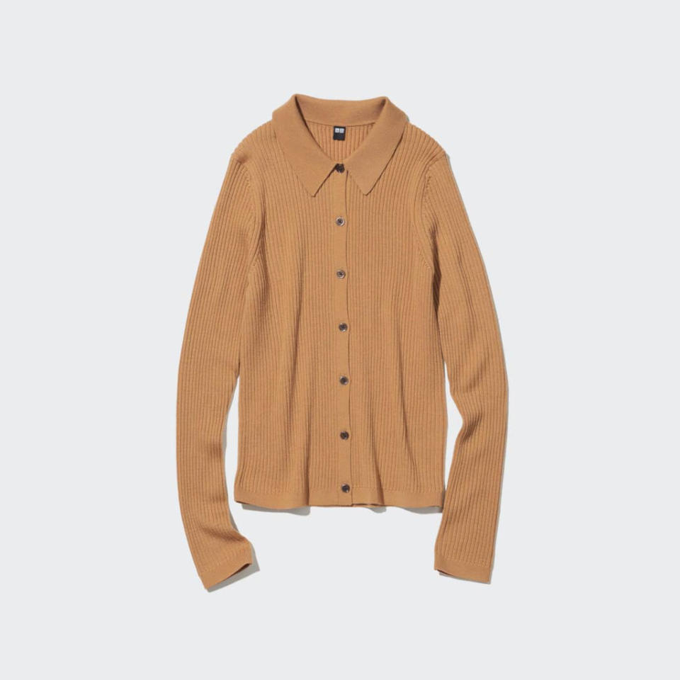 Cardigan côtelé en laine et mérinos Uniqlo