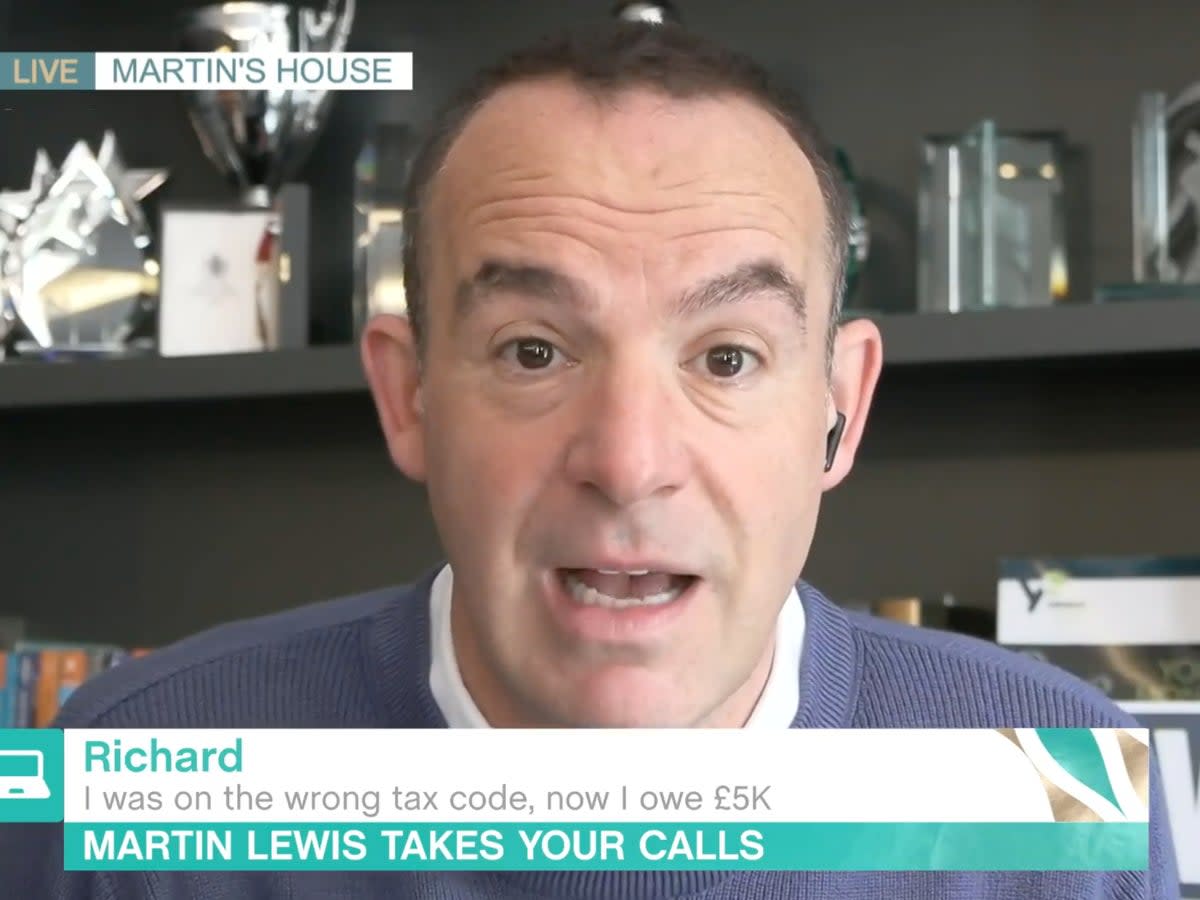 Martin Lewis warned that millions of tax codes are wrong each year as he appeared on This Morning (screengrab)