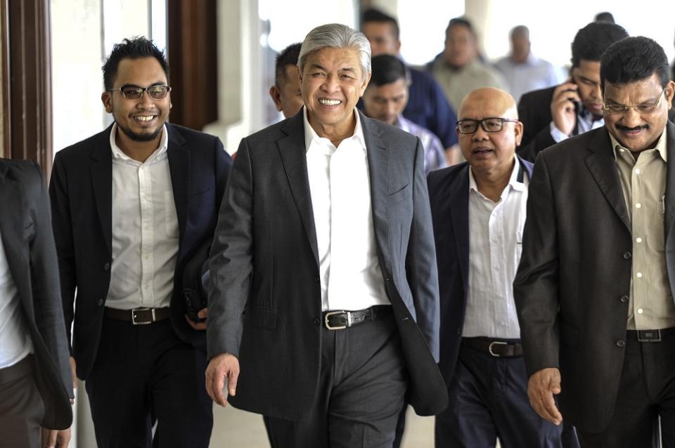 Datuk Seri Ahmad Zahid Hamidi is pictured at the Kuala Lumpur High Court February 19, 2020. — Picture by Shafwan Zaidon