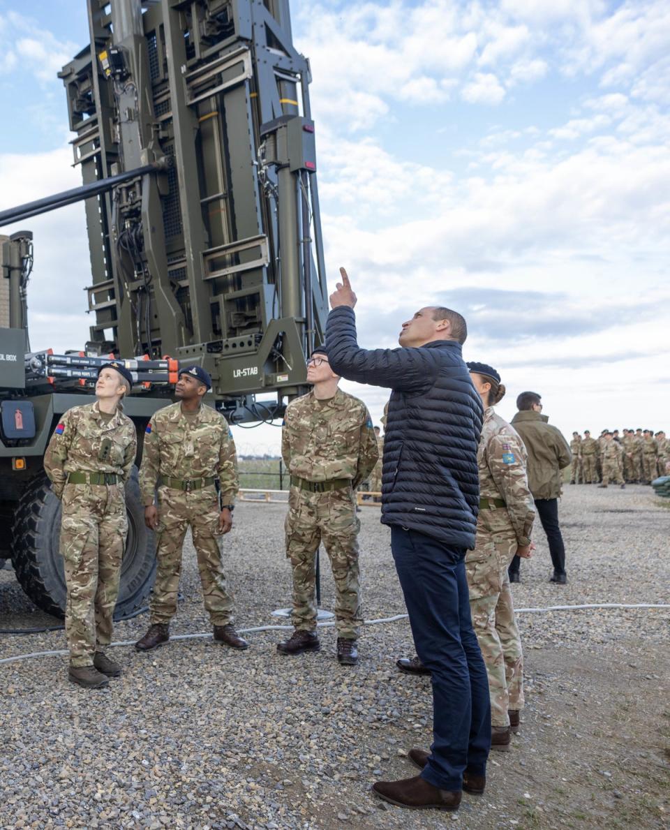 Prince William is shown a Sky Sabre system during a visit to British Army in Poland (PA)