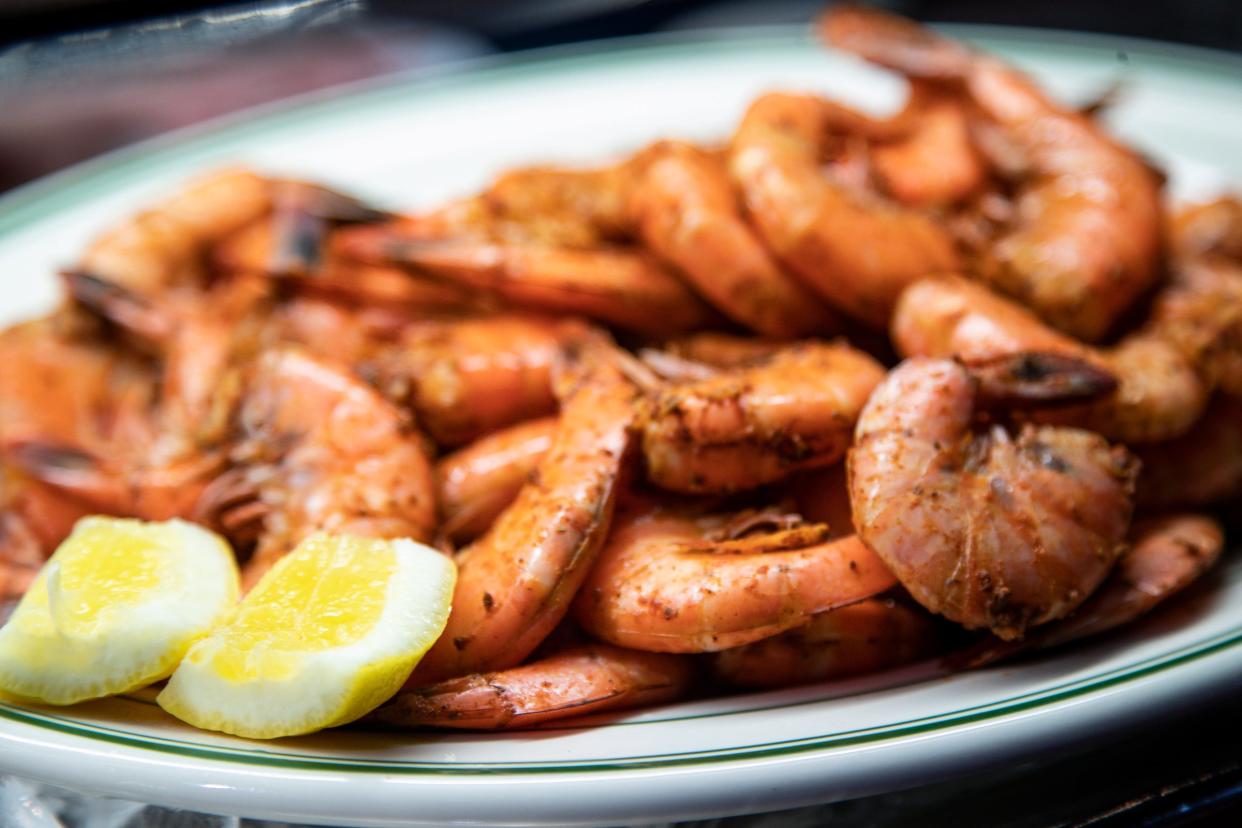 Voyager's peel and eat shrimp during the “What’s New” media event at Motor City Casino Tiger Club of Comerica Park in Detroit on Wednesday, March 27, 2024.