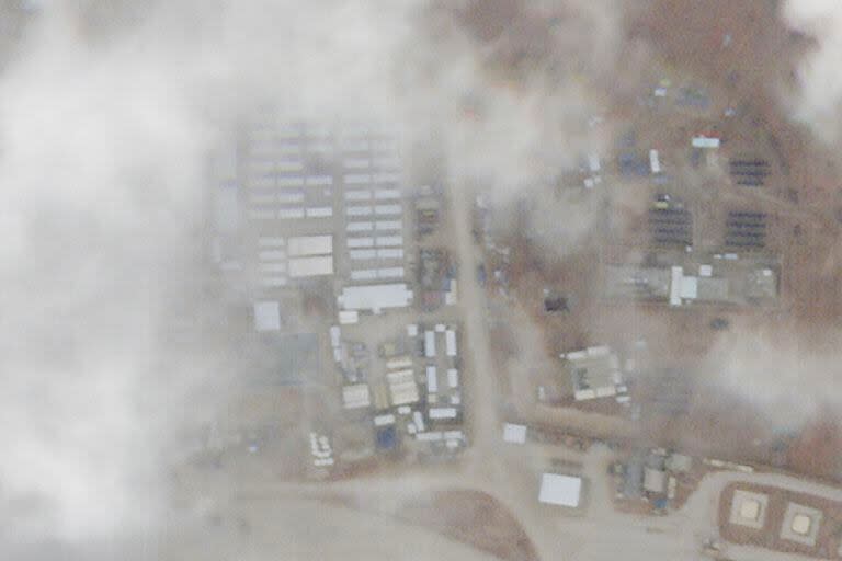 Fotografía de satélite de Planet Labs PBC que muestra la base militar conocida como Torre 22 en el nordeste de Jordania el lunes 29 de enero de 2024. (Planet Labs PBC vía AP)