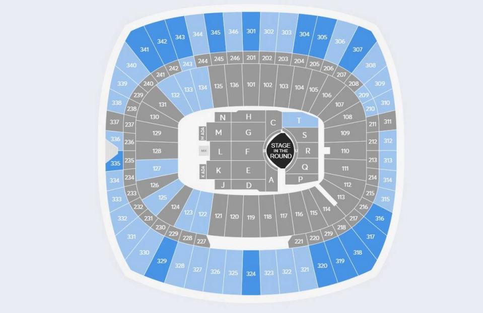 Seats throughout Arrowhead and on the field will be filled for Garth Brooks’ concert on Aug. 7. This Ticketmaster screenshot was from noon Friday, two hours into ticket sales, and plenty of seats remained available (in blue).