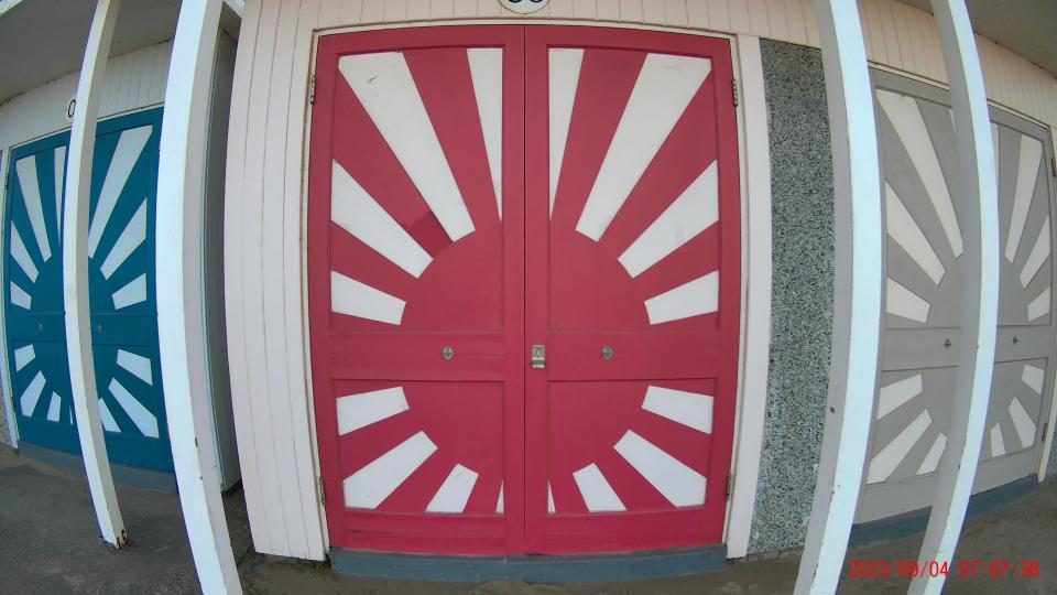 Photo of a beach hut door taken with the SJCAM SJ20 action camera