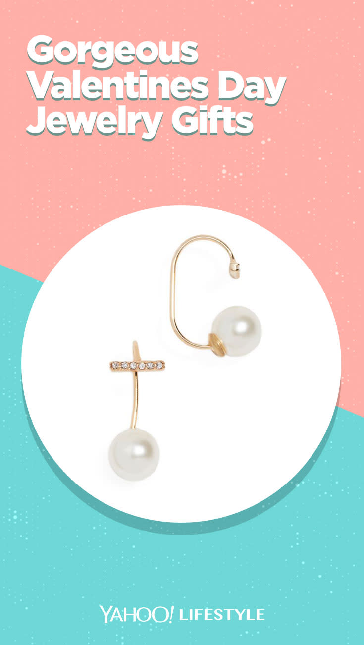 Rebecca Minkoff Pearl and P<span>avé</span> Bar Threader Earrings (Photo: Shopbop)