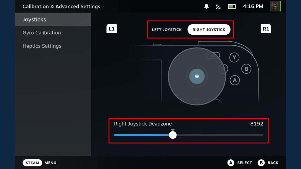 Steam Deck deadzone adjustment.