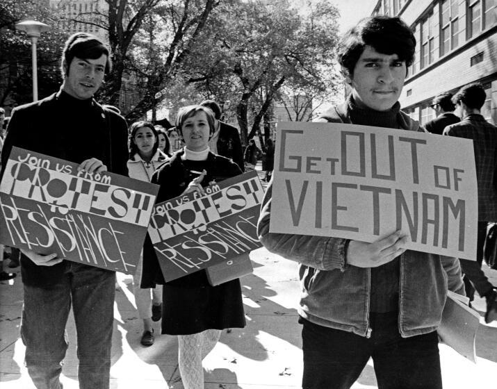 University of Wisconsin students stage a protest against campus job recruiting and against the war in Vietnam, Oct. 17, 1967