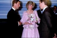 <p>Princess Diana wears Catherine Walker with Prince Charles to a gala concert in Melbourne.<br></p>