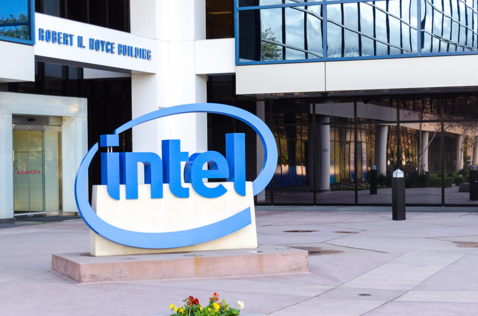 Santa Clara, USA - March 26, 2012: intel headquarters in mission college blvd of santa clara. Intel is the top chip maker who provide cpus for all kinds of computers.