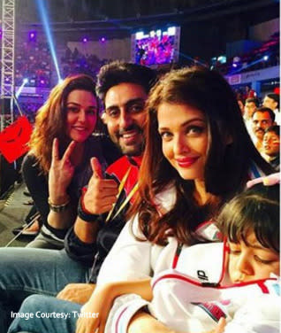 Aaradhya Bachchan photographed during a Pro Kabaddi match between Jaipur Pink Panthers – a team owned by her father – and Bengaluru Bulls, at Kanteerava Stadium, in Bengaluru recently.