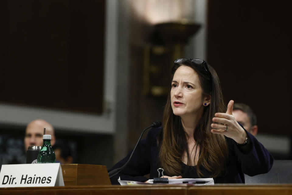 WASHINGTON, DC - MAY 04: Director of National Intelligence Avril Haines speaks during a hearing with the Senate Armed Services Committee on May 04, 2023 in Washington, DC.  / Credit: Anna Moneymaker / Getty Images