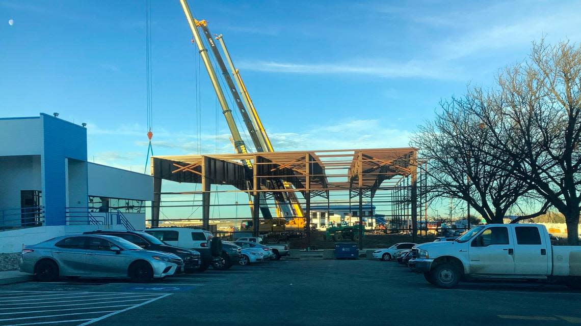 Another view of the building skeleton from the Jackson Jet Center’s parking lot.