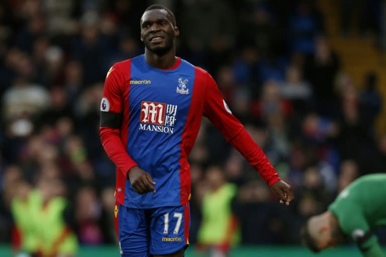 Crystal Palace's striker Christian Benteke celebrates scoring his team's first goal during the English Premier League football match against Southampton December 3, 2016