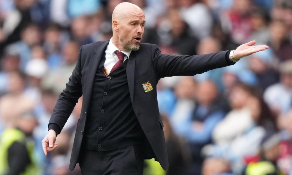 <span>Will Erik ten Hag still be wearing a <a class="link " href="https://sports.yahoo.com/soccer/teams/man-utd/" data-i13n="sec:content-canvas;subsec:anchor_text;elm:context_link" data-ylk="slk:Manchester United;sec:content-canvas;subsec:anchor_text;elm:context_link;itc:0">Manchester United</a> blazer next season?</span><span>Photograph: Sean Ryan/IPS/Shutterstock</span>