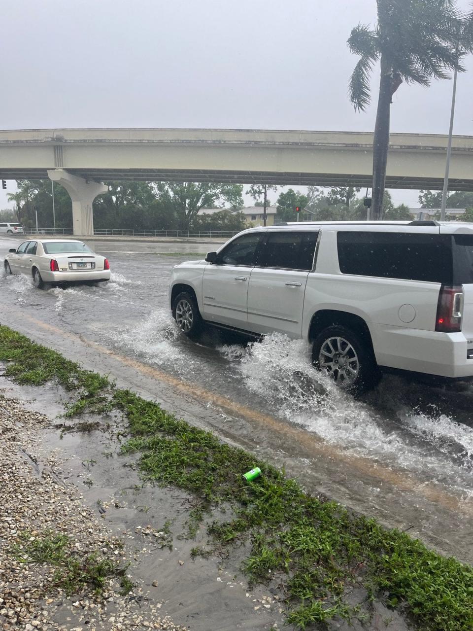 The intersection of Gladioulus Drive and Summerlin Road was impassable Wednesday afternoon due to localized flooding.