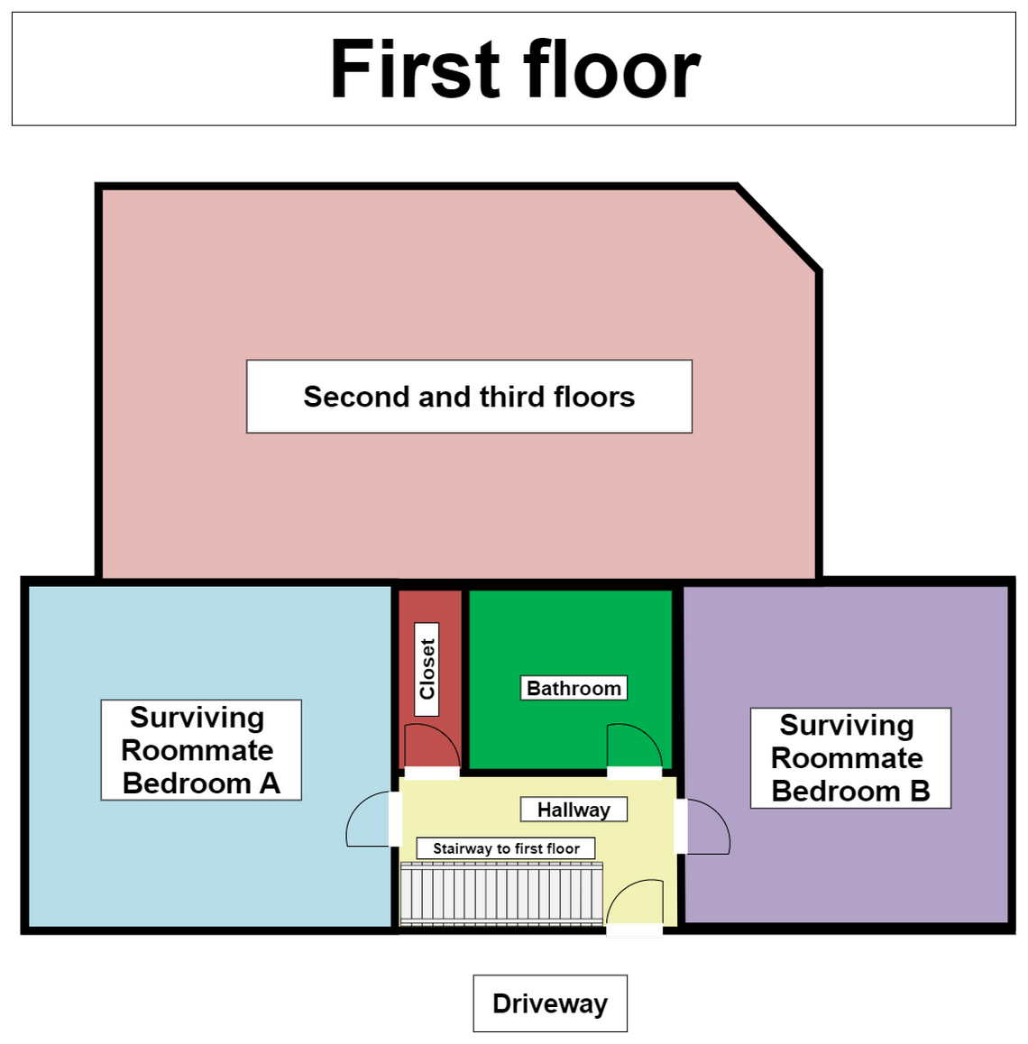 Layout of the first floor of the Moscow home where the homicides took place.