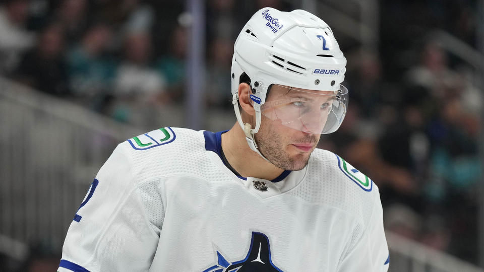 Canucks defenceman Luke Schenn could be on the move ahead of the NHL trade deadline. (Darren Yamashita-USA TODAY Sports)