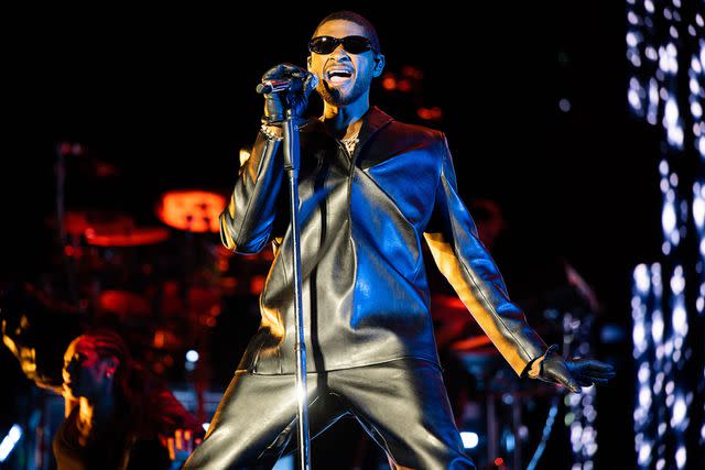 <p>BRIAN FRIEDMAN/Shutterstock</p> Usher performing in Las Vegas in May 2023