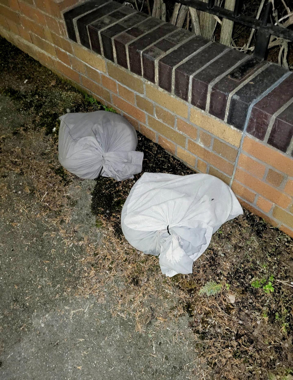 The mum-of-two first thought she had found two bags of sand on Chosen Way in her home town of Hucclecote, Gloucester, at first. (SWNS)