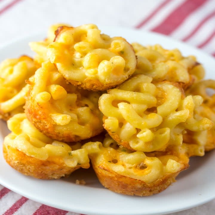 A stack of mac 'n' cheese bites.