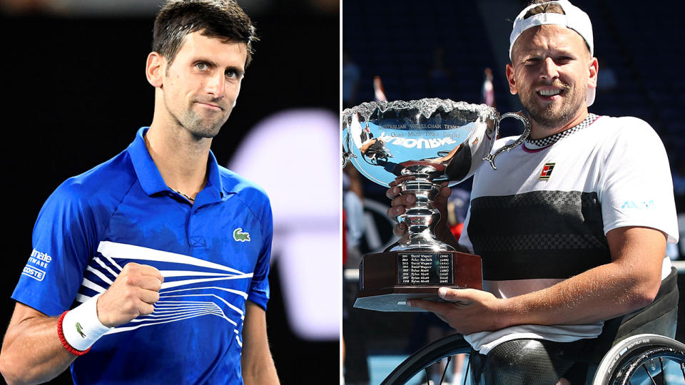 Novak Djokovic is a huge fan of Dylan Alcott. Image: Getty