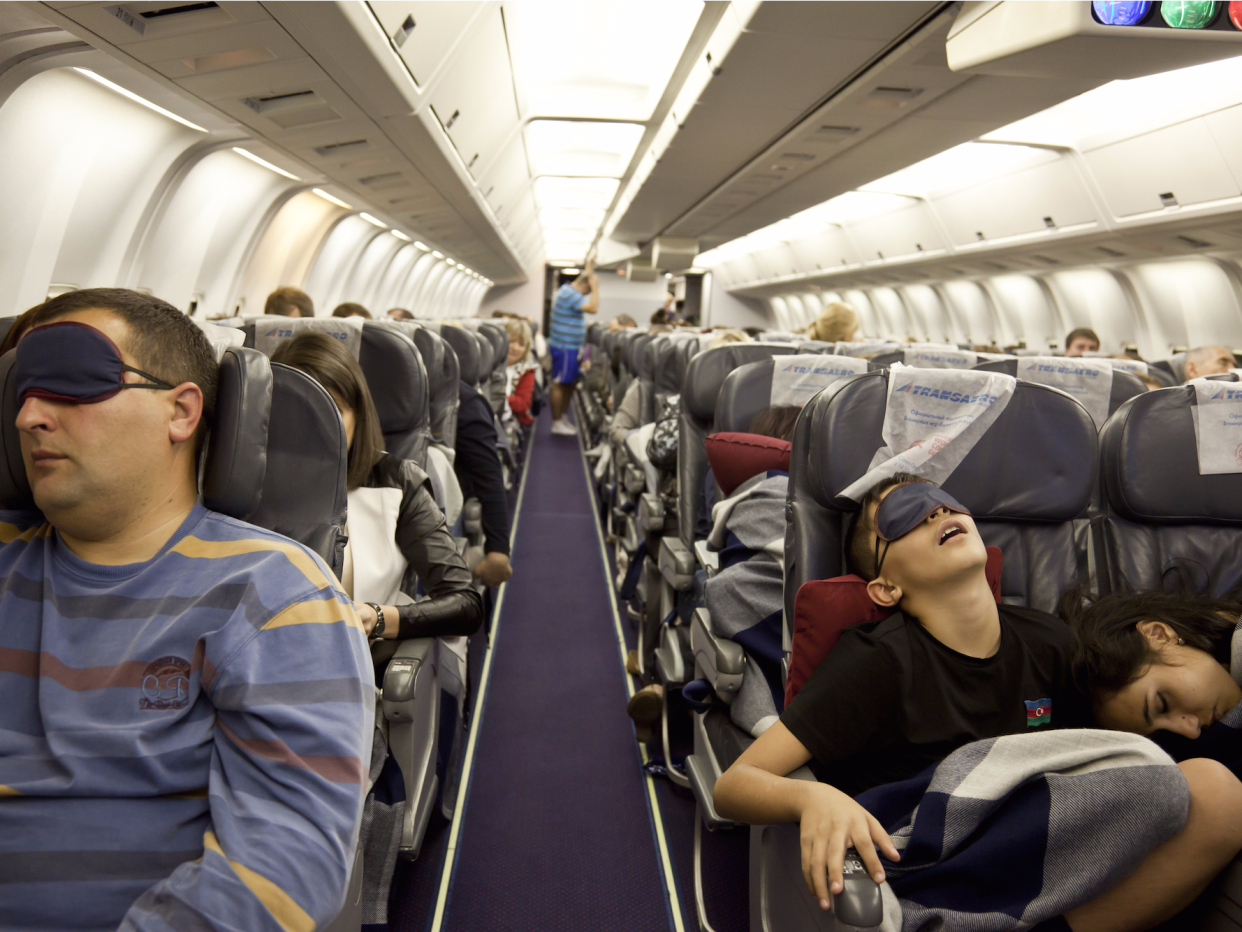 sleeping plane passengers