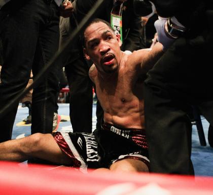 James Kirkland reacts after being knocked out by Saul &quot;Canelo&quot; Alvarez. (AP)