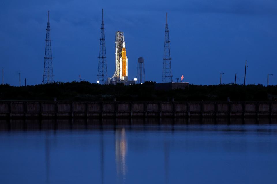 NASA's Artemis I rocket sits on launch pad 39-B at Kennedy Space Center on September 03, 2022 in Cape Canaveral, Florida.