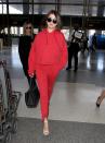 <p>Selena’s Vetements set is even pricier than RiRi’s — at $1,400 — proving the comfy hooded combo is the perfect airport style choice. <i>(Photo: Getty Images)</i> </p>