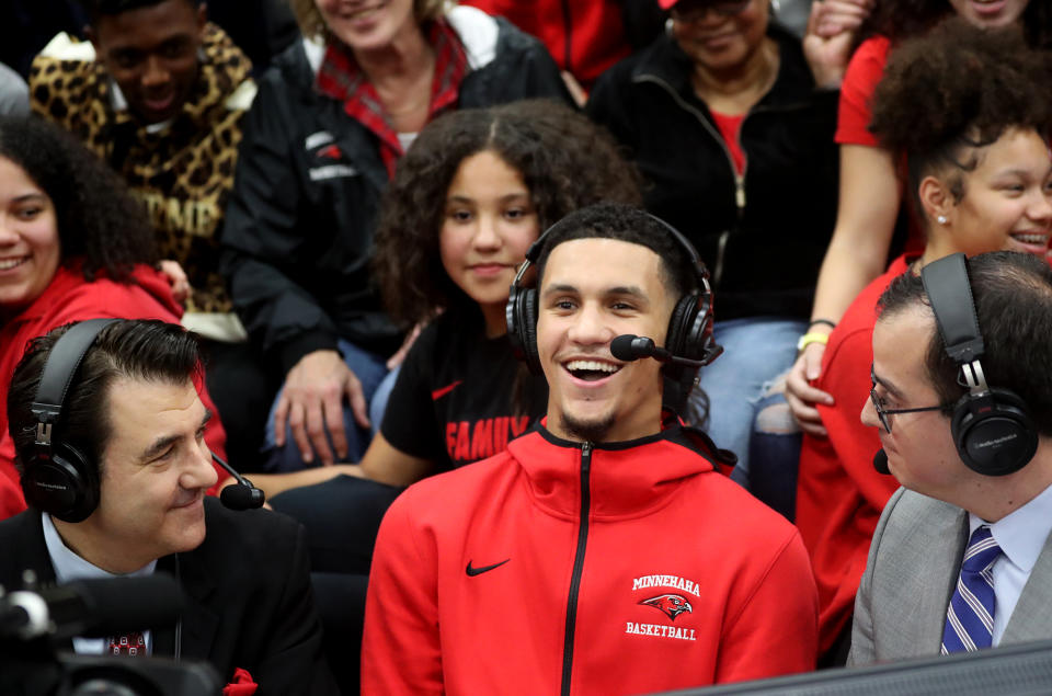 Five-star recruit Jalen Suggs, the highest-ranked recruit in Gonzaga history, didn’t rule out playing professionally overseas next year instead on Friday. (David Joles/Star Tribune via Getty Images)