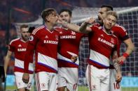 Britain Football Soccer - Middlesbrough v Hull City - Premier League - The Riverside Stadium - 5/12/16 Middlesbrough's Gaston Ramirez celebrates scoring their first goal with Adam Clayton, Alvaro Negredo and teammates Action Images via Reuters / Lee Smith Livepic