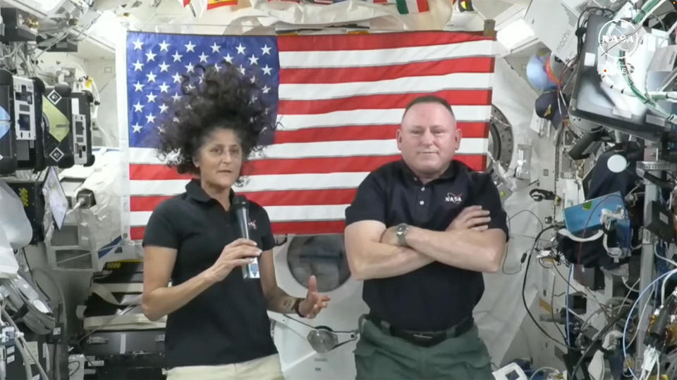 Starliner co-pilot Suni Williams, left, and commander Barry 