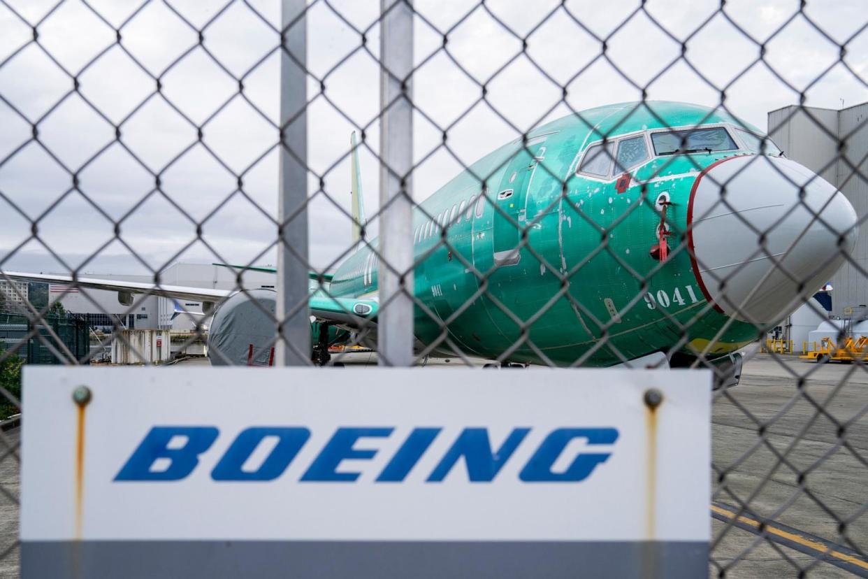 PHOTO: Boeing Co. signage outside the company's manufacturing facility in Renton, Wash., Sept. 12, 2024.  (M. Scott Brauer/Bloomberg via Getty Images)