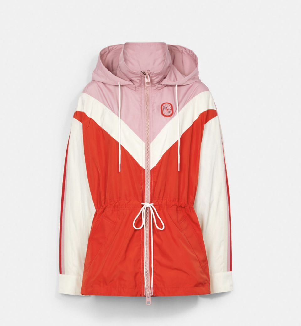 pink, red, and white coach outlet Packable Chevron Windbreaker 