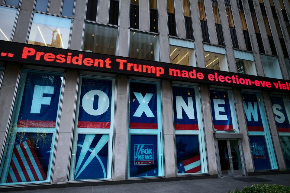 Outside of Fox News studios in New York.