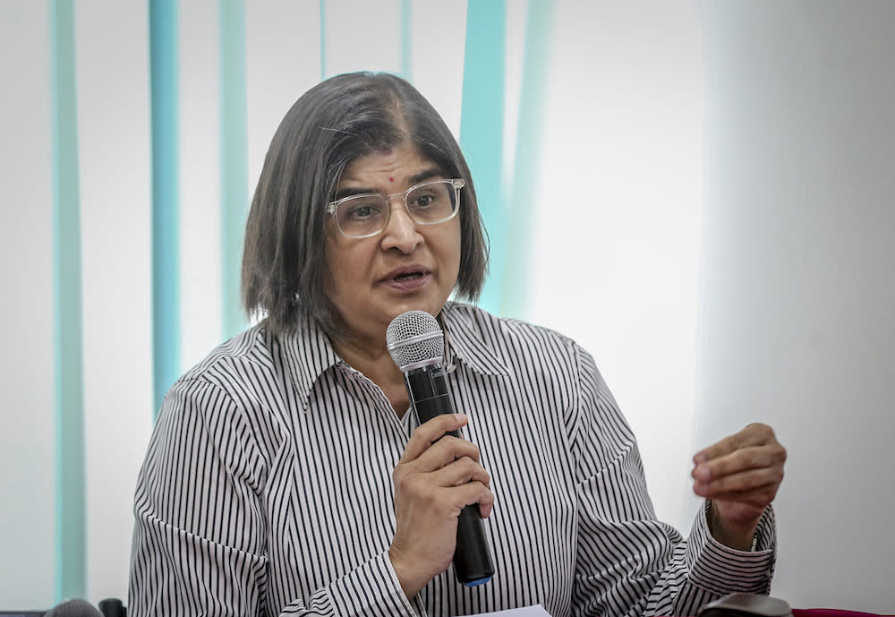 Datuk Ambiga Sreenevasan says there should not be any construction on Taman Rimba Kiara until the MACC completes its investigations on allegations of a conflict of interest presented by the C4. — Picture by Firdaus Latif