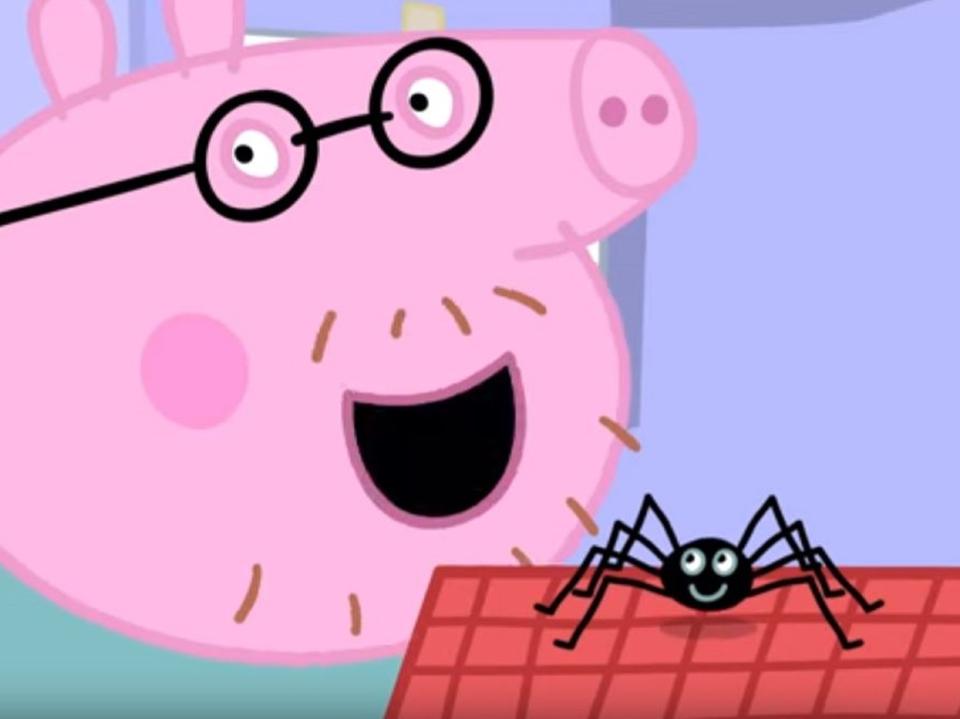 The episode sees Daddy Pig explain to Peppa that spiders don't hurt you: Screenshot