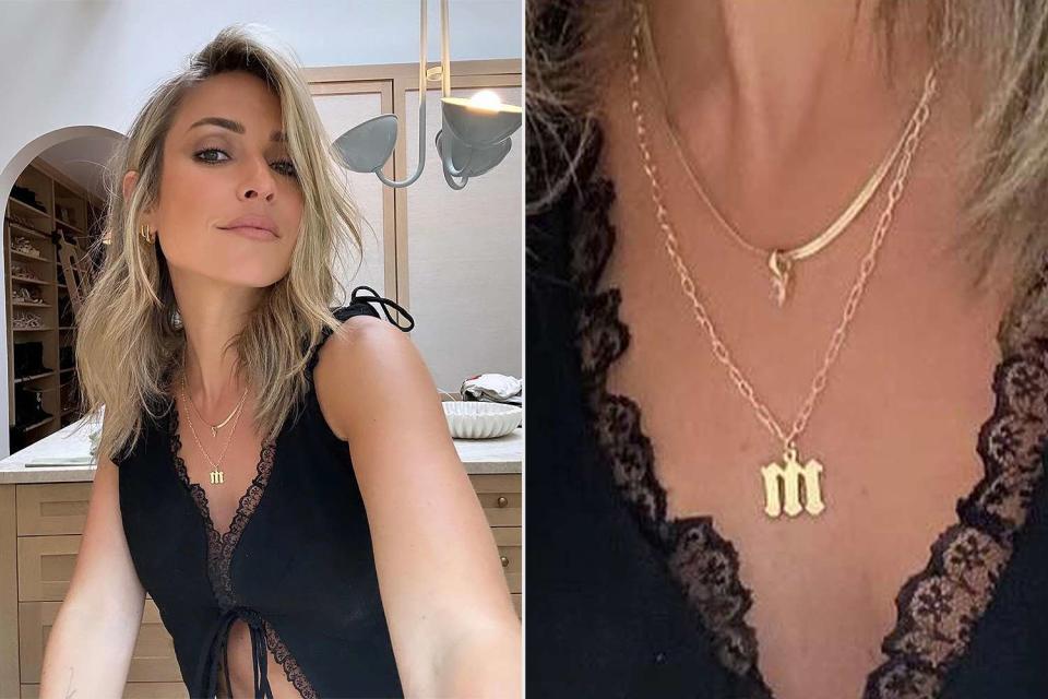 <p>Kristin Cavallari/Instagram</p> Kristin Cavallari shows of "M" necklace pendant on Instagram