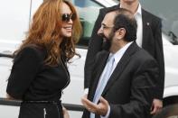 US anti-Islam activists Pamela Geller (L) and Robert Spencer chat ahead of an anti-Islam demonstration in Stockholm, on August 4, 2012